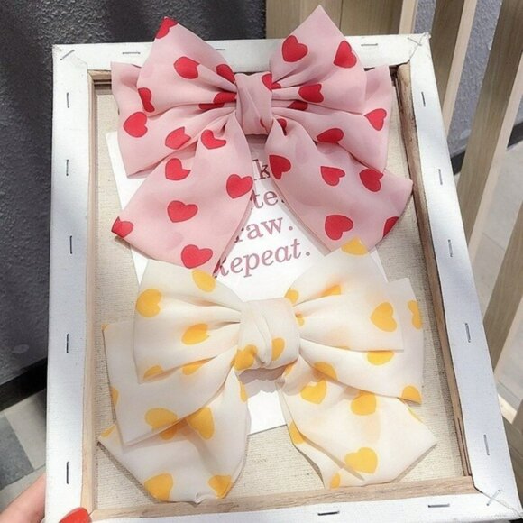 Oversized Hearts Bow French Barrette Hair Clip - Picture 4 of 14